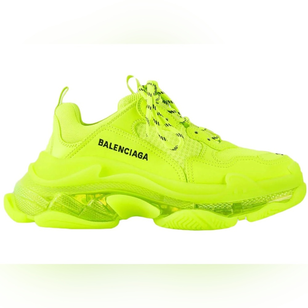 Balenciaga Triple S Clear Sole Yellow Women’s Sneaker-Neon Yellow Size 35